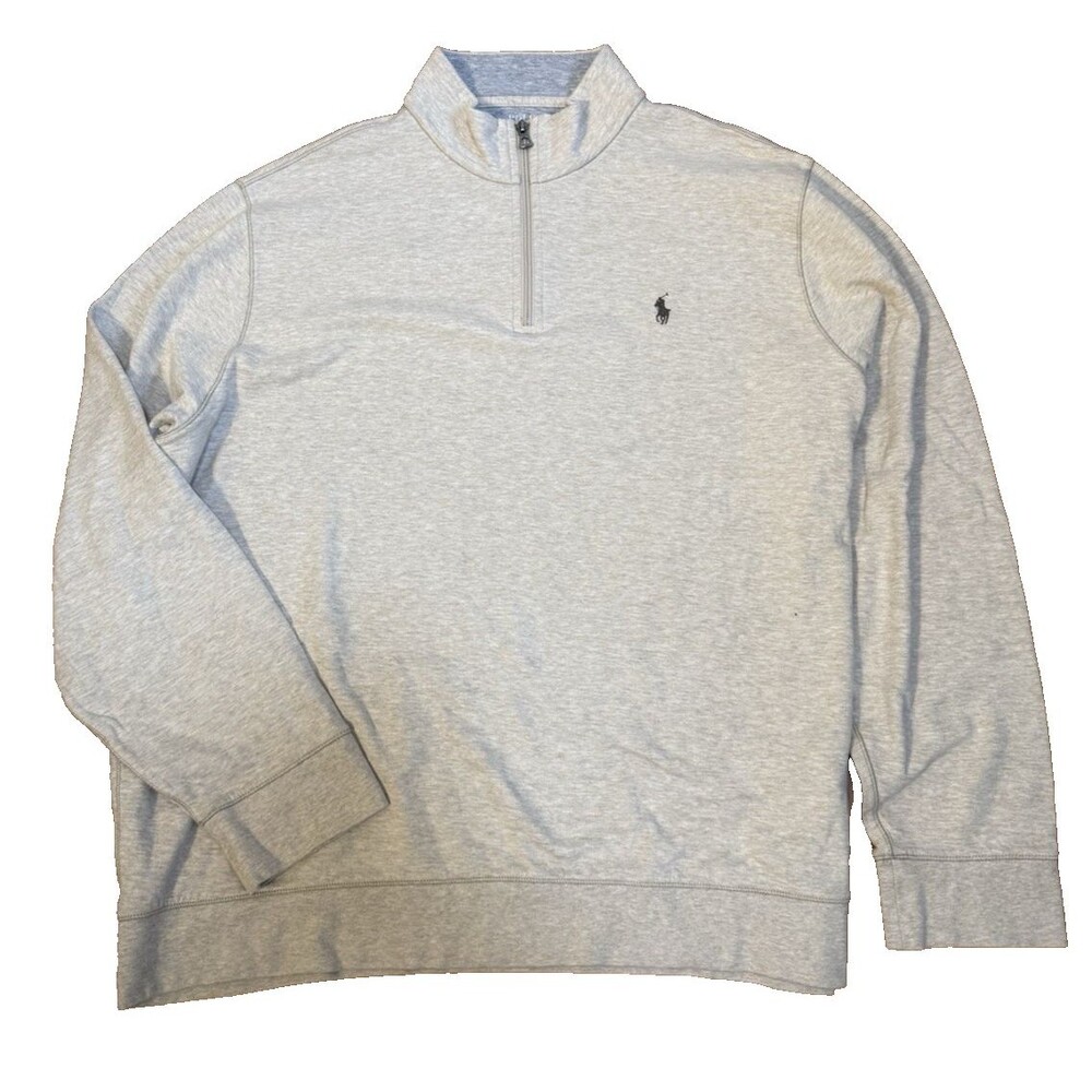 Polo Ralph Lauren Sweater Beige 1/4 Zip Pullover Pony Logo Men's XL Cotton